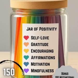 150 DIY Affirmation Cards Printable | Positivity Jar | Self-Love, Gratitude, Motivation & Mindfulness Quotes PDF
