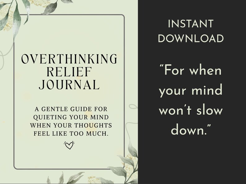 Overthinking Relief Journal Printable PDF for Anxiety and Mental ...