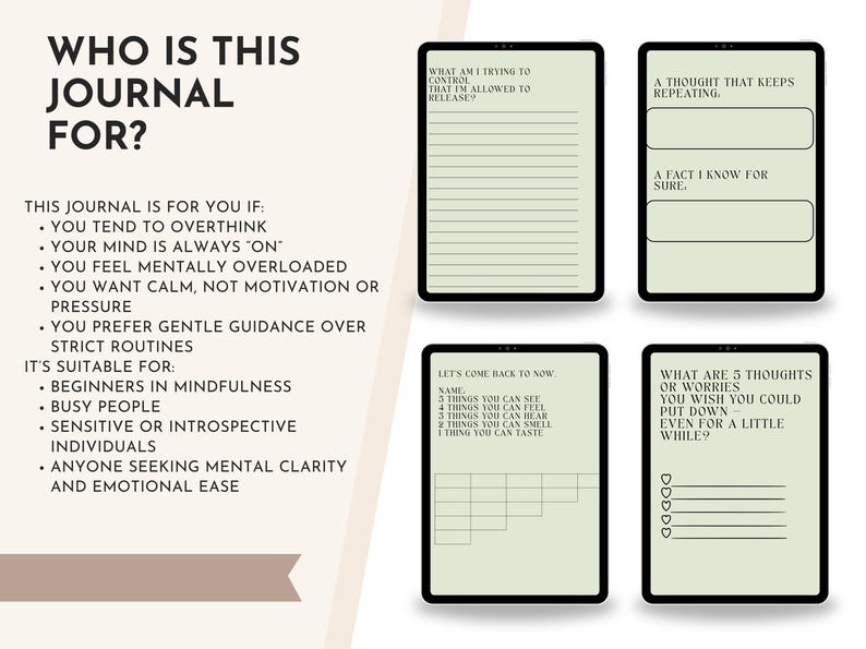 Overthinking Relief Journal Printable PDF for Anxiety and Mental ...