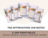 750 Printable Affirmation Jar Notes Bundle | Self Care, Motivation, Gratitude (Digital Download)