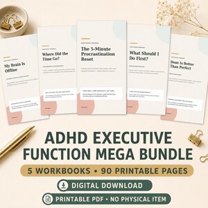 Adhd Workbook Bundle Executive Function Planner Printable Productivity Toolkit Digital Download Task Paralysis Help Pdf Procrastination
