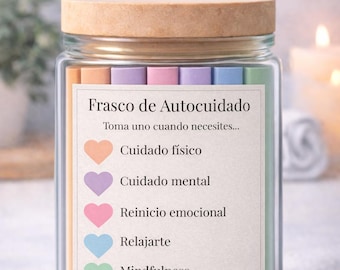 Frasco de Autocuidado Imprimible / 150 Tarjetas de Autocuidado / Prompts de Bienestar, Relajación y Mindfulness / Self Care Jar