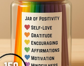 150 biglietti di affermazione fai da te stampabili / Barattolo della positività / Citazioni su amore per se stessi, gratitudine, motivazione e consapevolezza in formato PDF