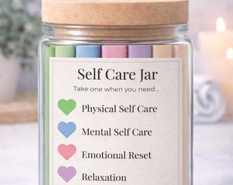Selbstfürsorge Glas zum Ausdrucken | 150 Anweisungen zur Selbstfürsorge | Achtsamkeit & Entspannung Ideen | Hinweise zur psychischen Gesundheit | Self Care Geschenk | Printable Jar Notes