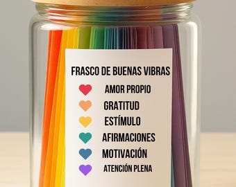 150 Afirmaciones Imprimibles | Frasco de Positividad | Amor Propio, Gratitud, Motivación y Mindfulness (PDF)