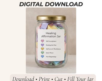 Shadow Work Healing Affirmatie Pot Afdrukbaar | 150 zelfliefde en innerlijke genezingsaffirmaties | Emotioneel genezend cadeau | Mindfulness-pot pdf