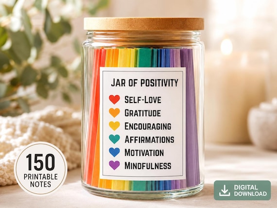 150 DIY Affirmation Cards Printable | Positivity Jar | Self-Love, Gratitude, Motivation & Mindfulness Quotes PDF