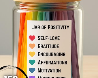 150 biglietti di affermazione fai da te stampabili / Barattolo della positività / Citazioni su amore per se stessi, gratitudine, motivazione e consapevolezza in formato PDF