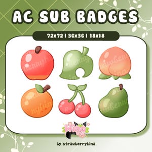 Cute Fruit Sub Badges | Fruit Sub Badges | Leaf Sub Badges | ACNH Sub Badges | Kawaii Sub Badges for Twitch, Discord, YouTube