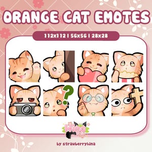 Cute Cat Emotes | Orange Cat Emotes | Cat Emotes | Orange Kitty Emotes | Kawaii Emotes for Twitch, Discord, YouTube