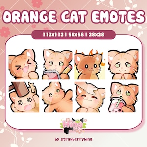 Cute Cat Emotes | Orange Cat Emotes | Cat Emotes | Orange Kitty Emotes | Kawaii Emotes for Twitch, Discord, YouTube