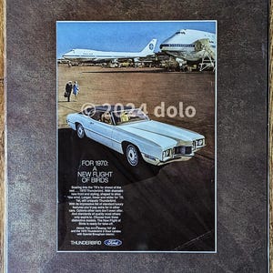 Vintage 1970 Ford Thunderbird Advertisement Ad Archival Matted Paper Print Retro Gift Original Collectible Office Garage Wall Art 11 x 14