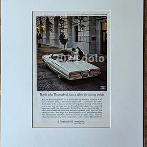 Vintage 1964 Ford Thunderbird Classic Car 60s  Magazine Ad Matted Paper Print 11x14 Wall Art Home Decor Orig Collectible