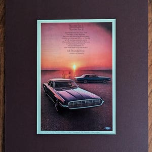 Vintage 1968 Ford Thunderbird Advertisement Ad Archival Matted Paper Print Retro Gift Original Collectible Office Garage Wall Art 11 x 14