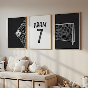 Custom Soccer Wall Art Printable , 3 Football Art Prints, Sport Nursery Decor, Digital Soccer Prints, Modern Soccer Wall Decor Kids Room Art