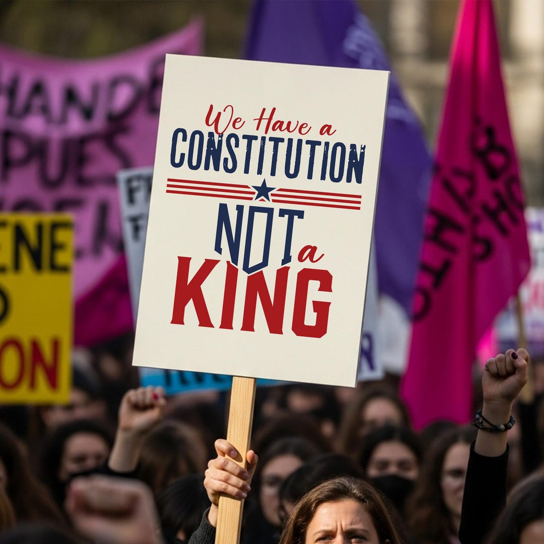 No Kings Protest Sign Printable, Anti Trump March Poster, Political ...