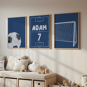 Custom Soccer Wall Art Printable , 3 Football Art Prints, Sport Nursery Decor, Digital Soccer Prints, Modern Soccer Wall Decor Kids Room Art