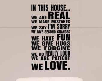 In This House... Wall Decal, Home Decor, Family Rules, Wall Decor, Vinyl Wall Art