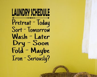 Vinyl Decal, Laundry Schedule, Laundry Room Decor, Vinyl Sticker, Home Decor, Wall Decal, Wall Decor