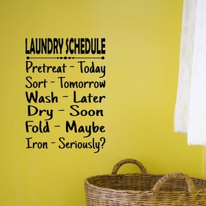Vinyl Decal, Laundry Schedule, Laundry Room Decor, Vinyl Sticker, Home Decor, Wall Decal, Wall Decor