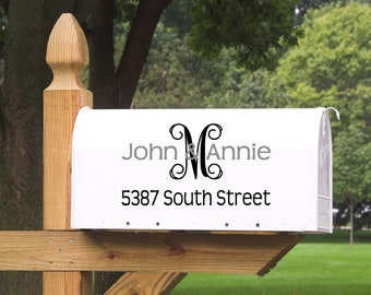Mail Box Number with Monogram Vinyl Decal