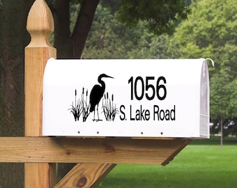 Mailbox Address with Crane - Mailbox - Decal - Mailbox Adrress - Mailbox Numbers - Vinyl Sticker - Sticker - Street Numbers