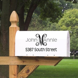 Mail Box Number with Monogram Vinyl Decal