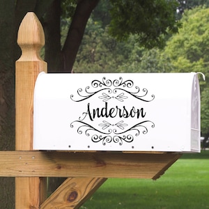 Mailbox Last Name with Vintage Frame, Last Name Decal, Curb Appeal, Mailbox Decal