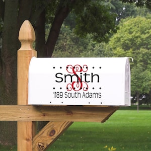 Mail Box Number with Monogram Vinyl Decal