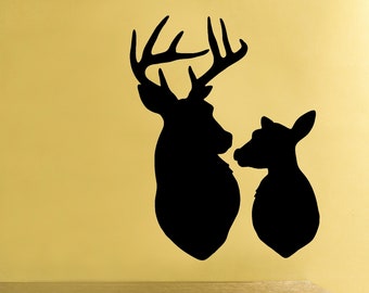 Deer Head Mount Vinyl Decal - Buck and Doe - His - Hers