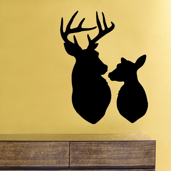 Deer Head Mount Vinyl Decal - Buck and Doe - His - Hers
