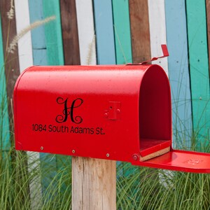 Mailbox Number with Monogram Vinyl Decal Address Decal Address Sign House Number Decal Decals Mailbox image 1