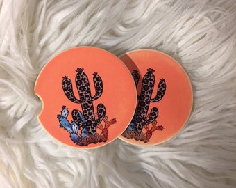 Car Coasters - Sandstone -Set of 2 -Cactus