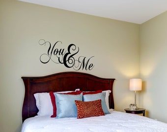 You & Me Wall Decal, Bedroom Decor, Vinyl Decal, Wall Art, Home Decor