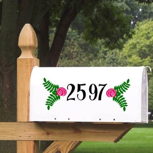 Mailbox Numbers with Floral Accents Wall Decal