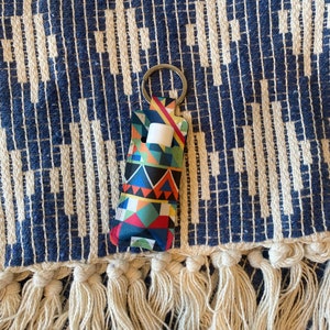 Geometric Print Chapstick Holder Keychain