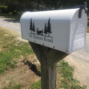 Mail Box Number with Wildlife Scene Vinyl Decal