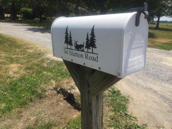 Mail Box Number with Wildlife Scene Vinyl Decal