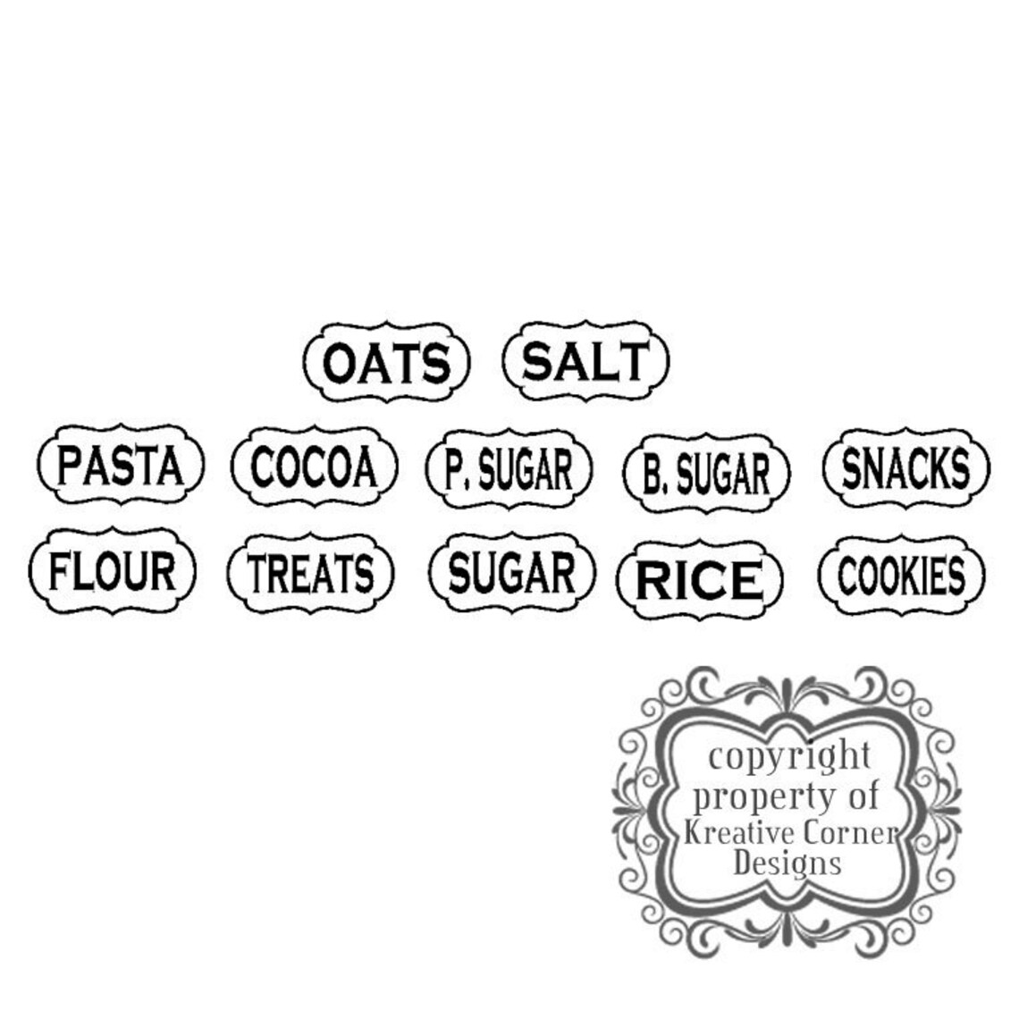Kitchen Canister Labels Set of 12vinyl Decals Etsy