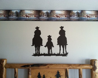 Familie Reitpferde Vinyl Aufkleber, Western Dekor, Pferd, Wandtattoa, Wandtatto, Western Dekor, Cowboy, Cowgirl