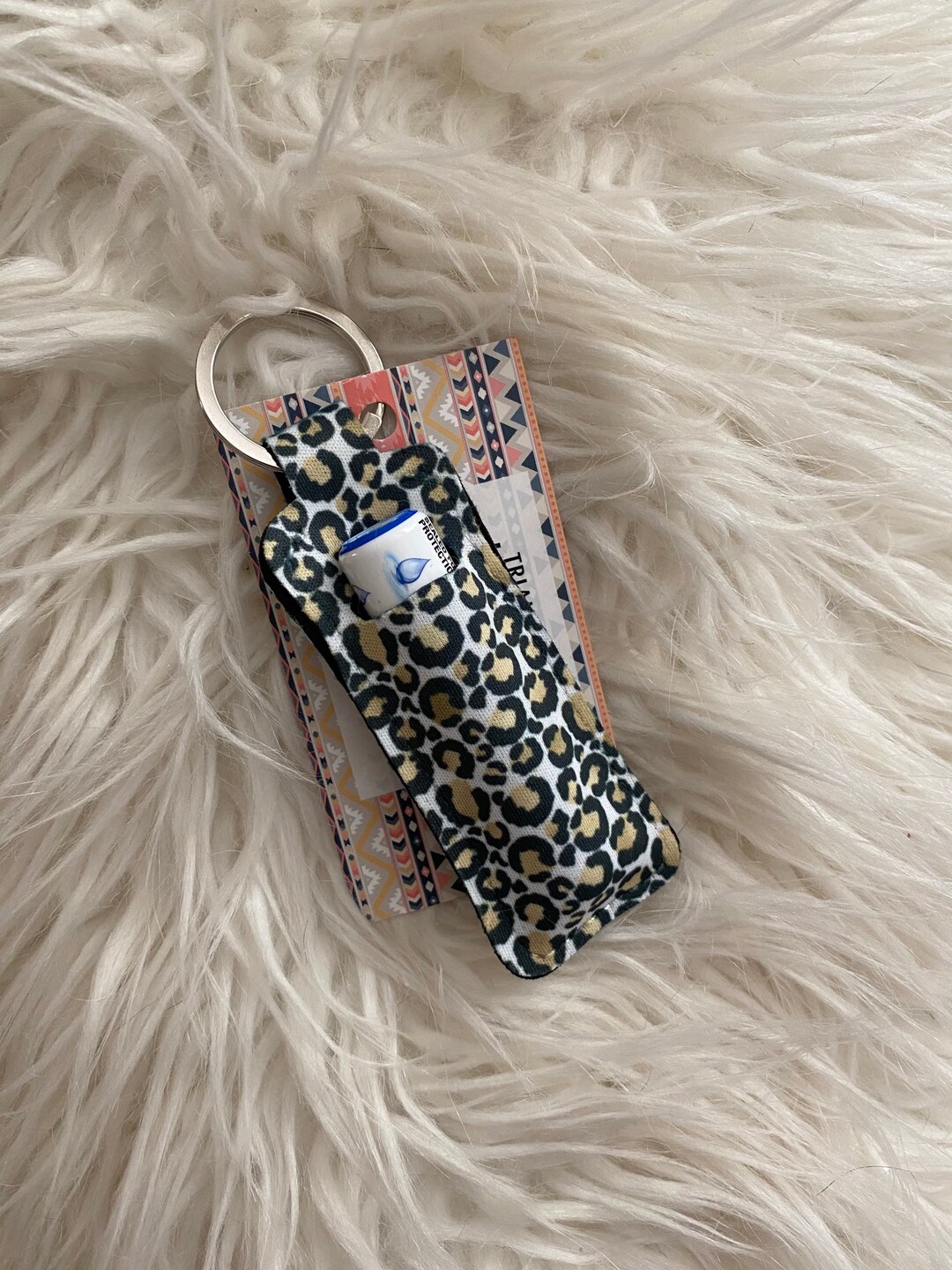 Cheetah Print Chapstick Holder Keychain - Etsy