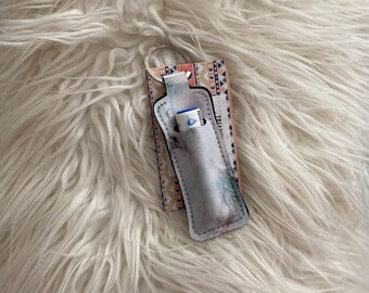Marble Print Chapstick Holder Keychain