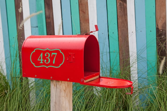 Calcomanía de vinilo reflectante con borde para número de buzón, vinilo  reflectante, calcomanía de dirección, números de casa, atractivo exterior, 