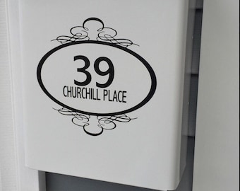 Mailbox Numbers with Fancy Frame Vinyl Decal