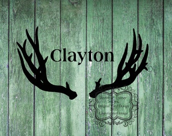 Antlers with Custom Name Vinyl Decal