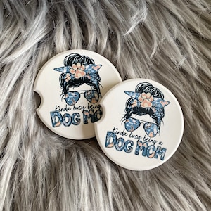 Car Coasters - Sandstone -Set of 2 - Kinda Busy Being a Dog Mom
