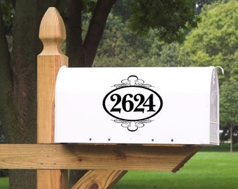 Mailbox Numbers with Fancy Frame Vinyl Decal