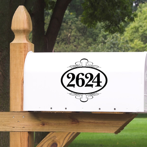 Mailbox Numbers with Fancy Frame Vinyl Decal