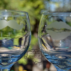 His & Hers Etched Wine Glasses image 1