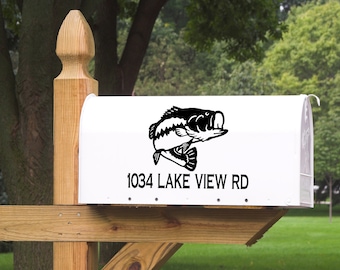 Vinyl Decal, Mailbox Address with Fish, Fish Decal, Fisherman, Mailbox Decal, House Address, Address Decal, Mailbox